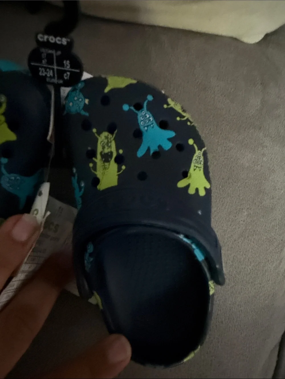 CROCS Navy Blue Kids Monster Print Water Clogs